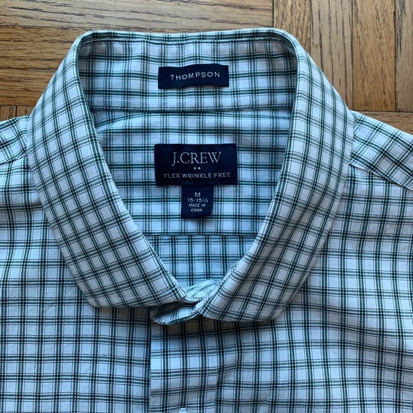 J. Crew Men's Thompson Fit Green White Shirt, M - Picture 3 of 6